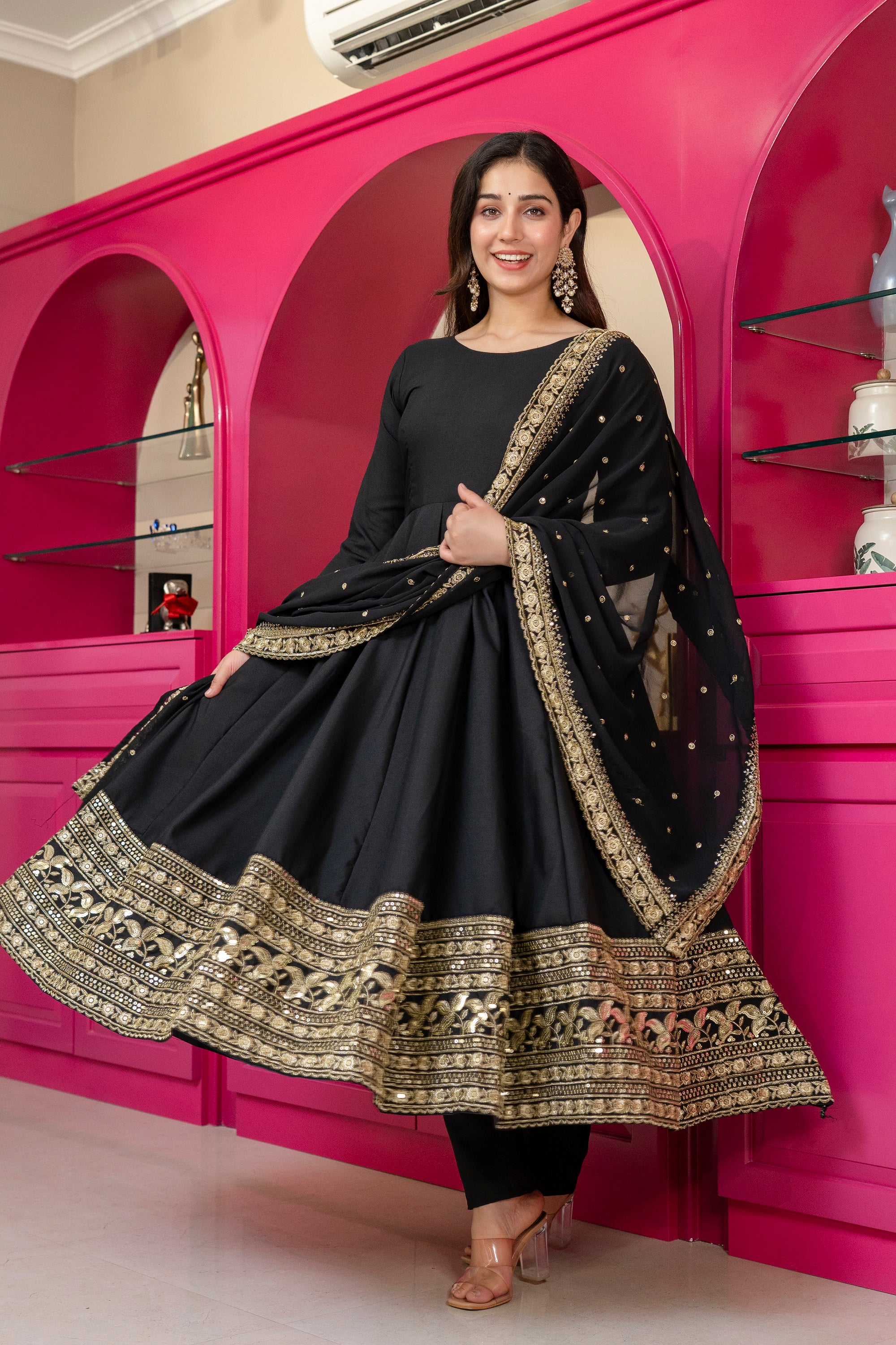 Black Premium Quality Anarkali Suit Set