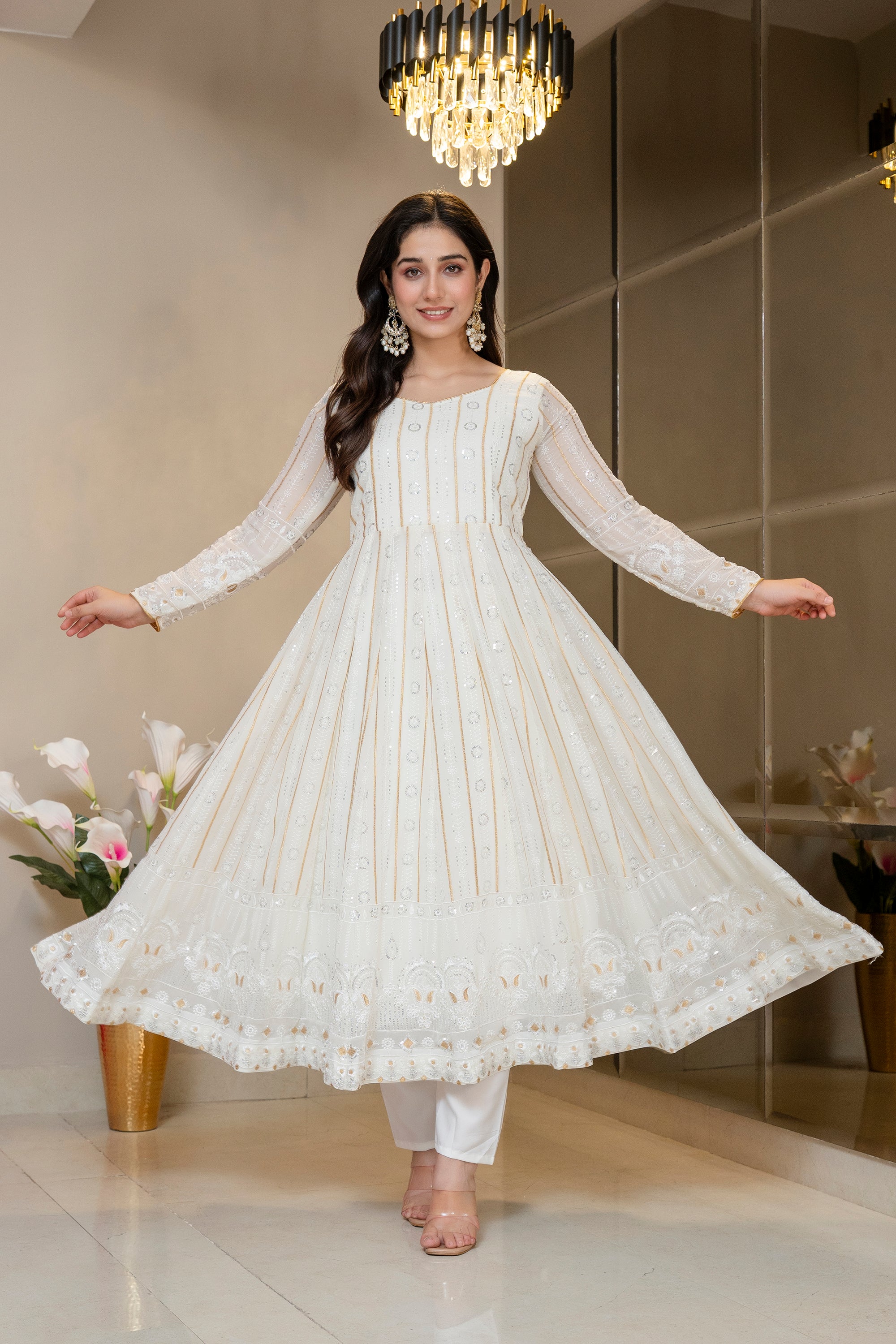 Lakhnavi Embroidered Anarkali with Dupatta