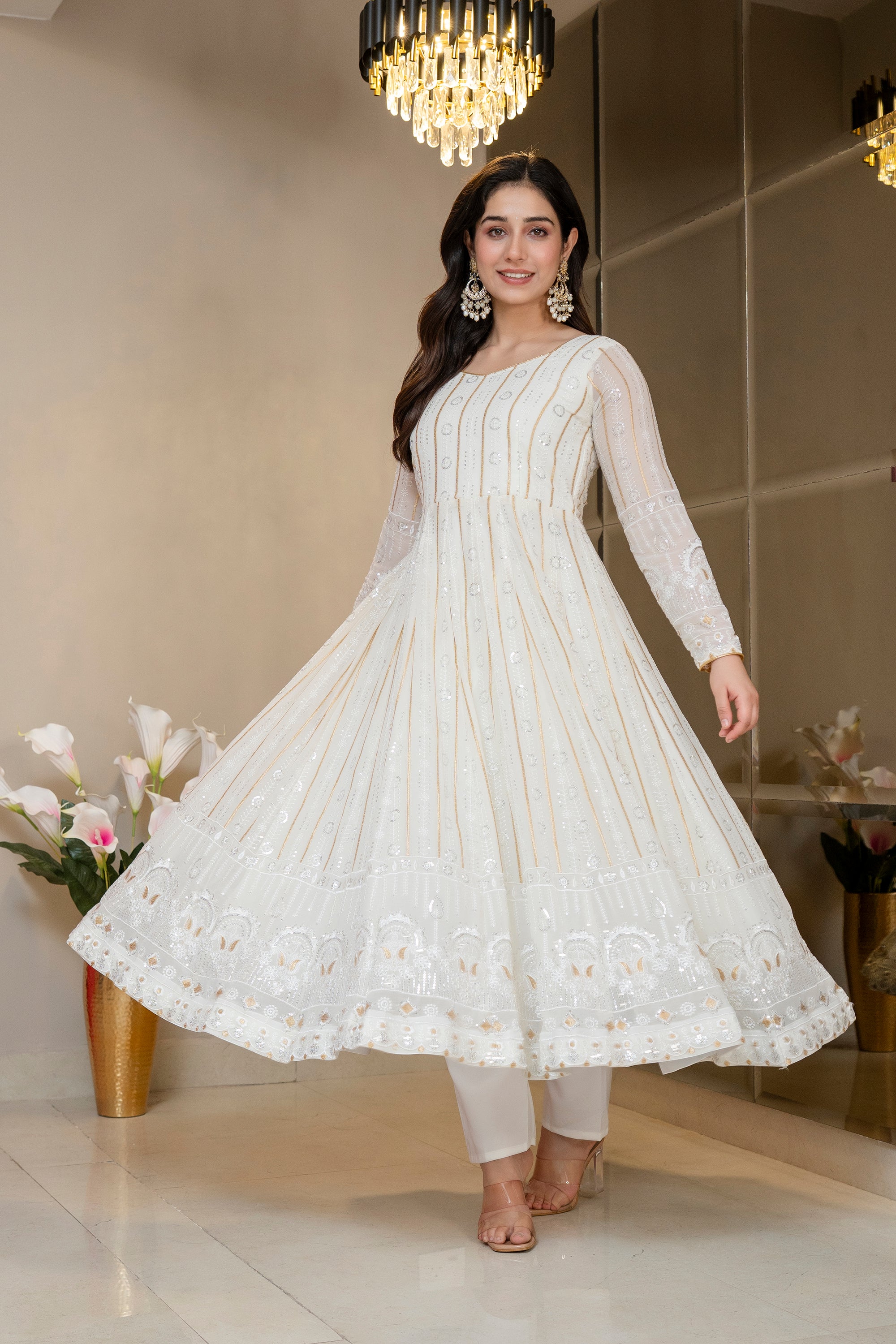 Lakhnavi Embroidered Anarkali with Dupatta