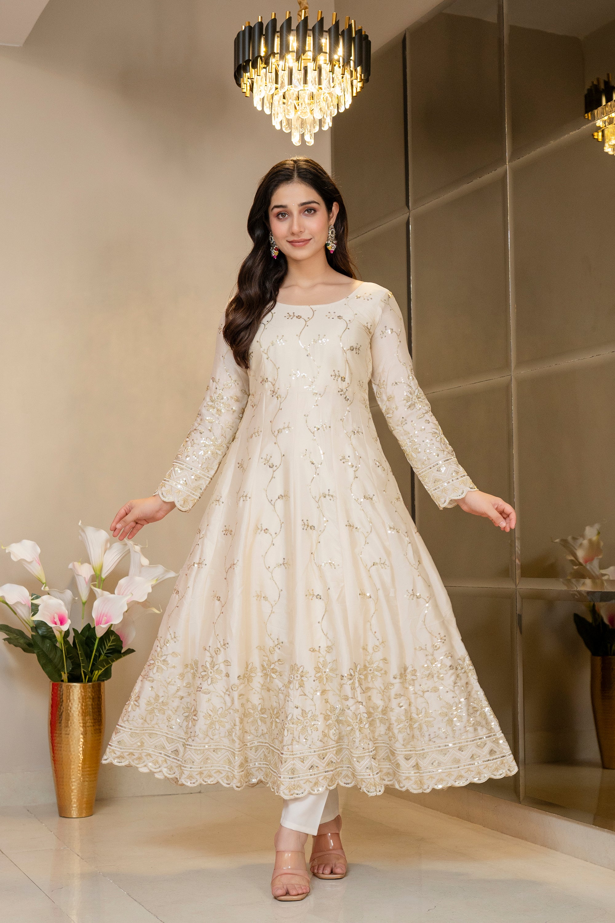 Luxury Chinon Silk Elegant Anarkali Suit Set