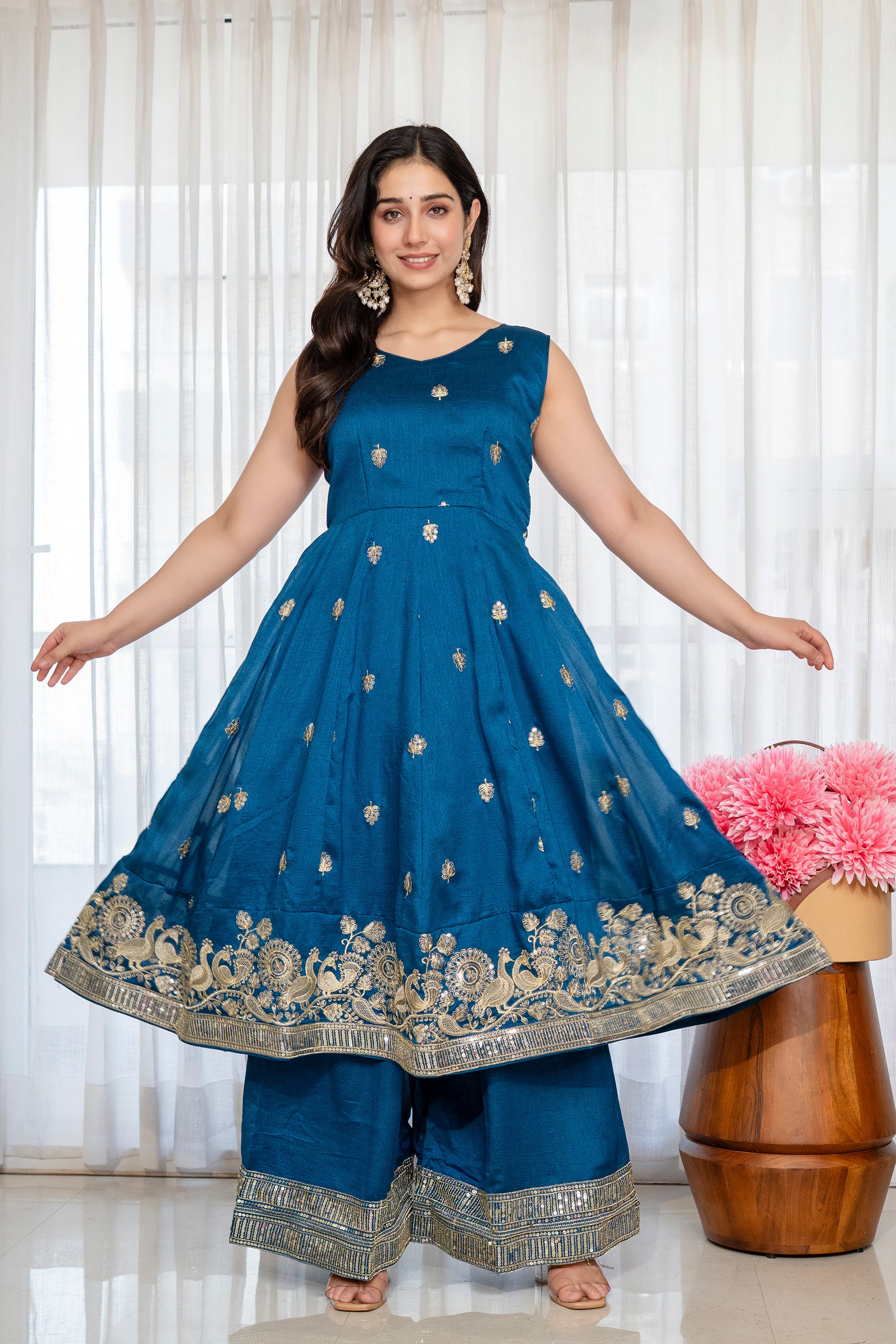 Luxury Rama Embroidered Anarkali Suit Set