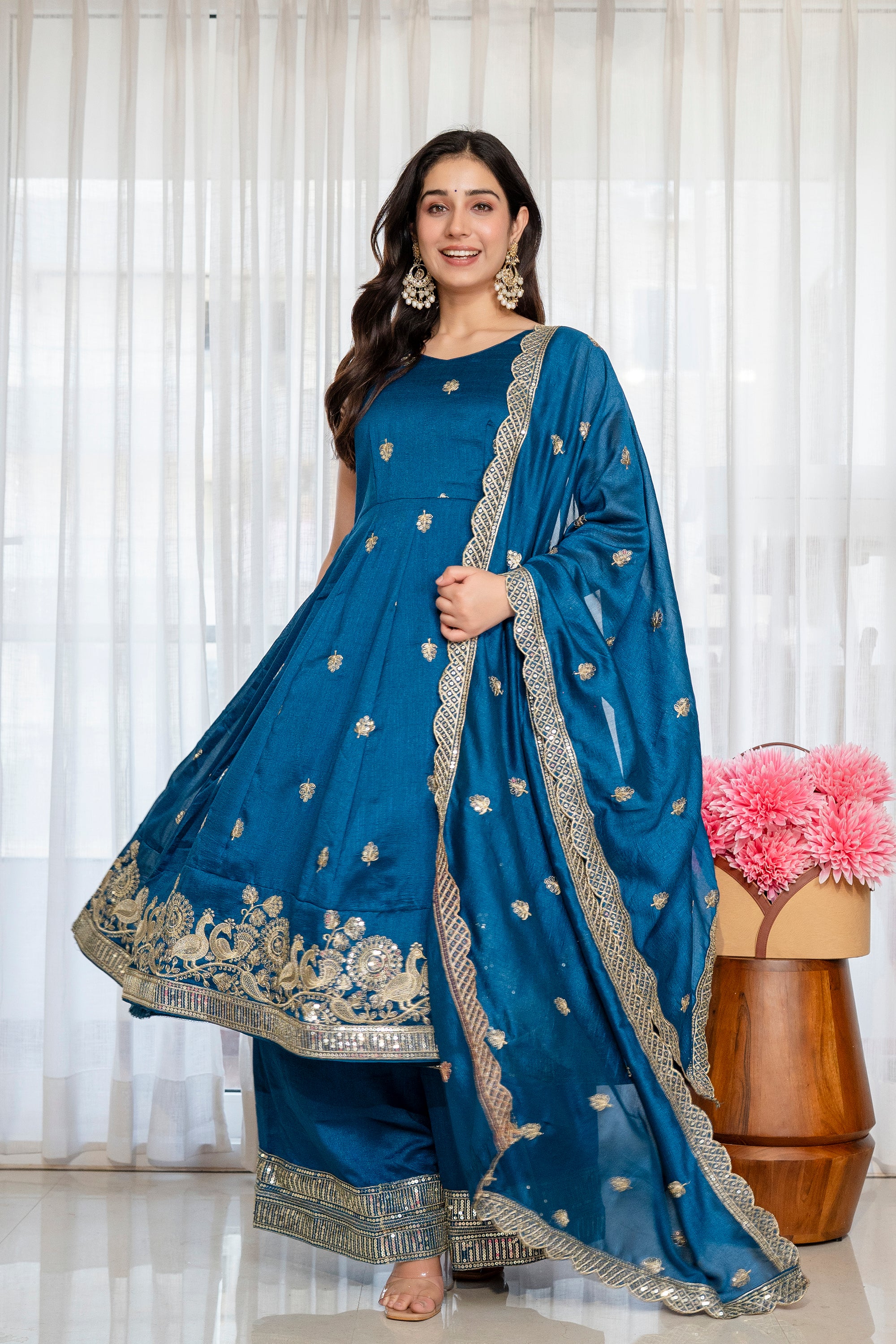 Luxury Rama Embroidered Anarkali Suit Set