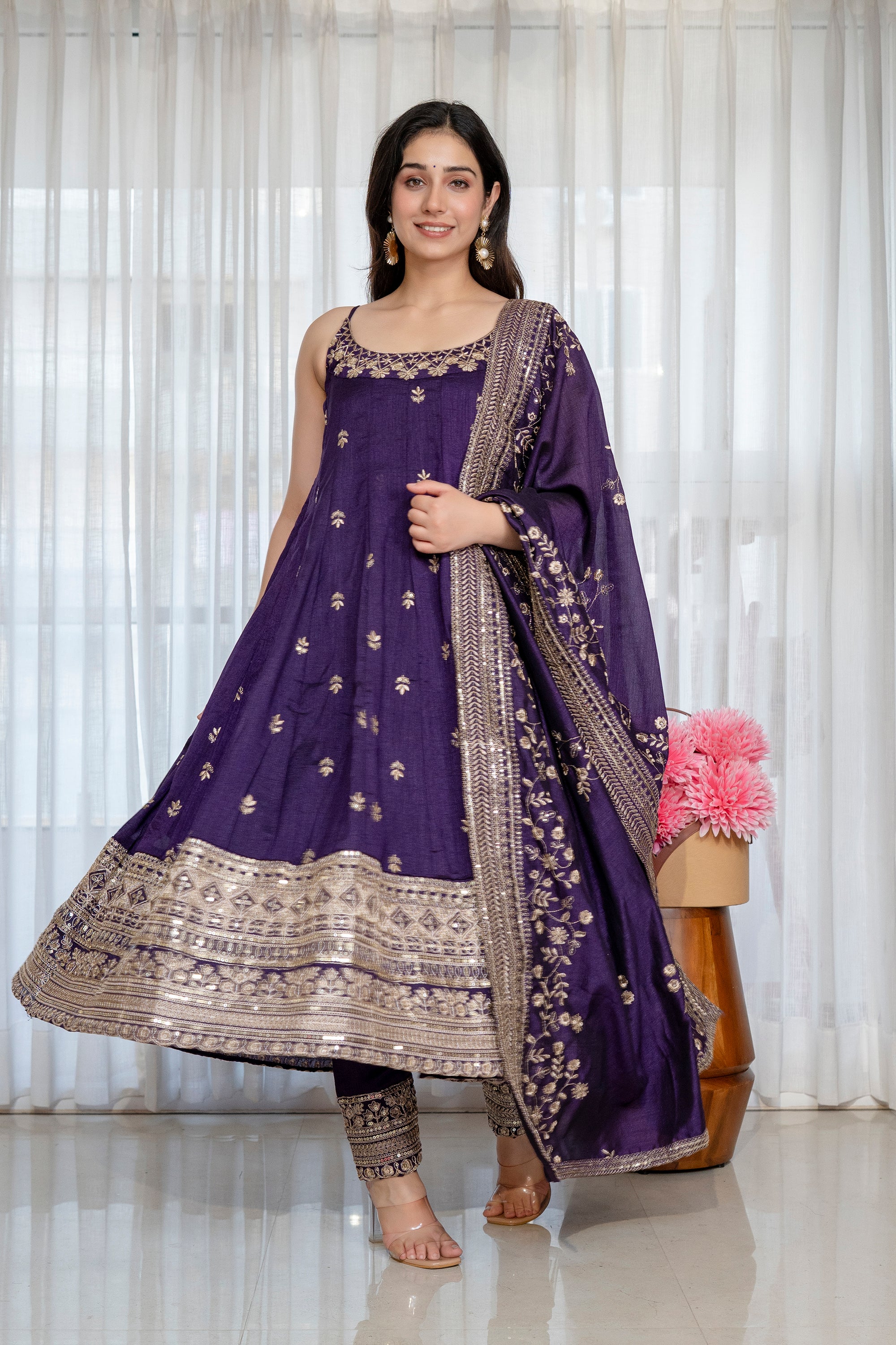 Purple Premium Quality Anarkali Suit Set