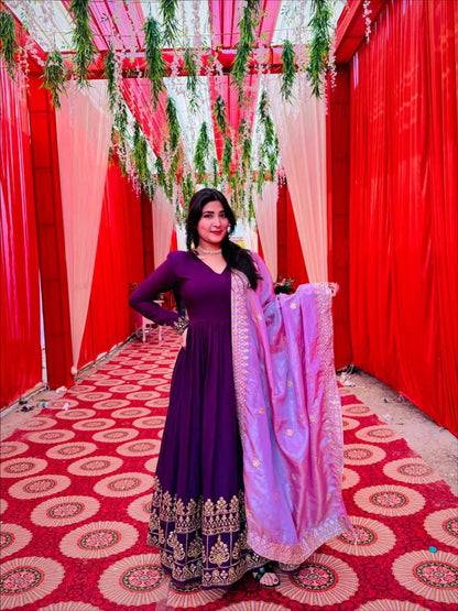 Mala Designer Embroidered Zari Sequins Work Gown