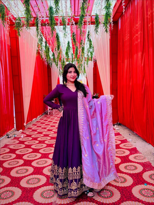 Mala Designer Embroidered Zari Sequins Work Gown