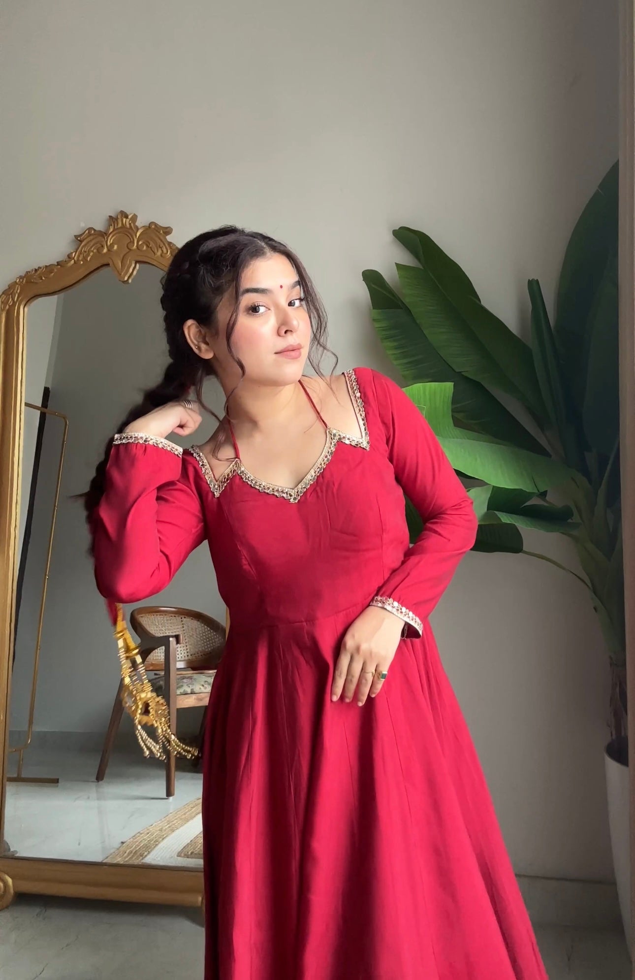 Neha Maroon Premium Anarkali Suit Set