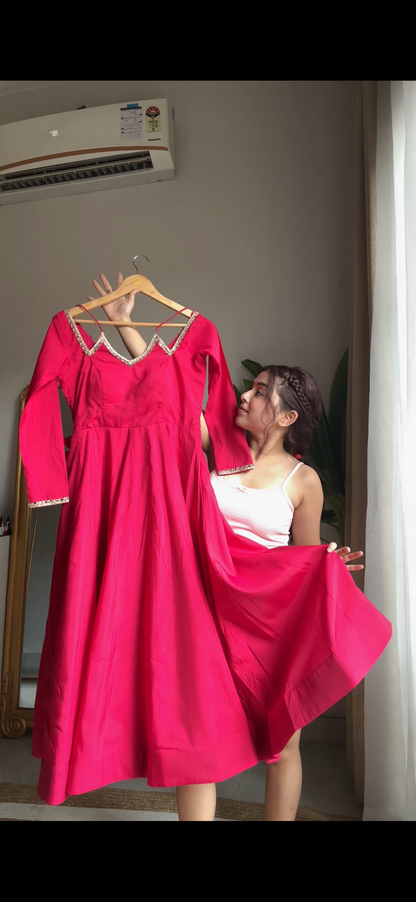 Neha Dark Pink Premium Anarkali Suit Set