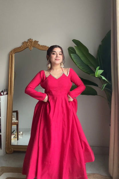 Neha Dark Pink Premium Anarkali Suit Set