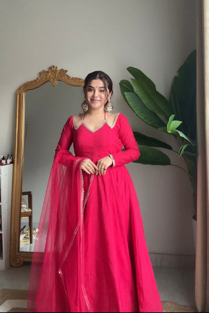 Neha Dark Pink Premium Anarkali Suit Set