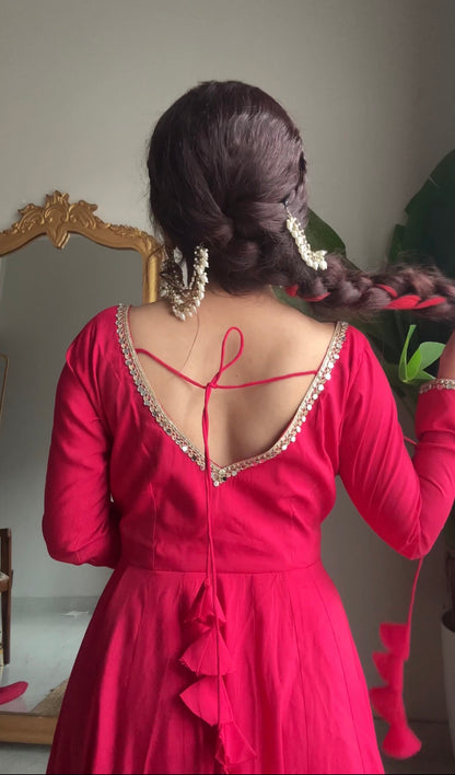 Neha Dark Pink Premium Anarkali Suit Set