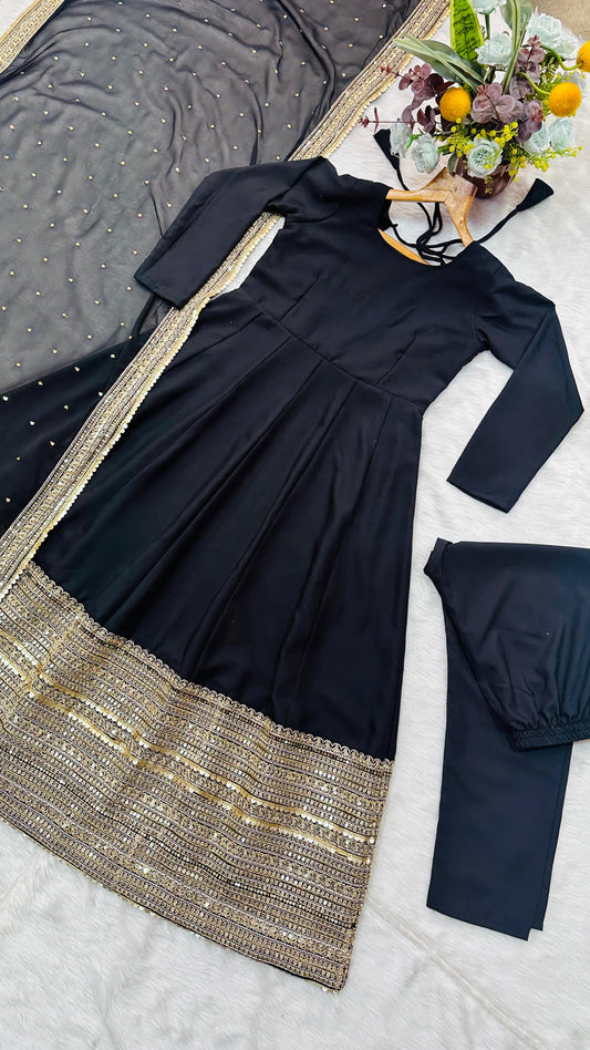 Premium Black Anarkali Suit Set
