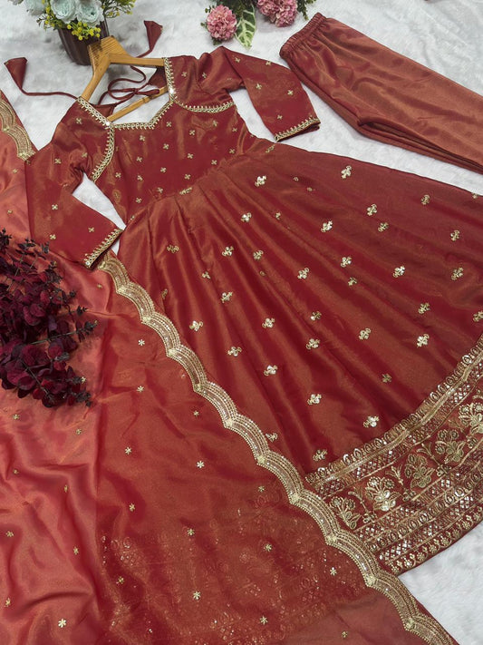 Cosmo Silk Fabric  Anarkali Suit Set